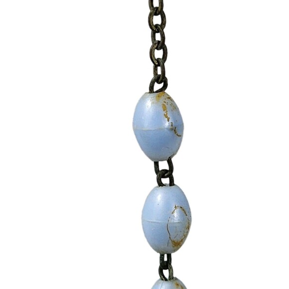 Vintage Light Blue Rosary Beads with Ornate Brass Crucifix & Mary Centerpiece - Picture 11 of 12